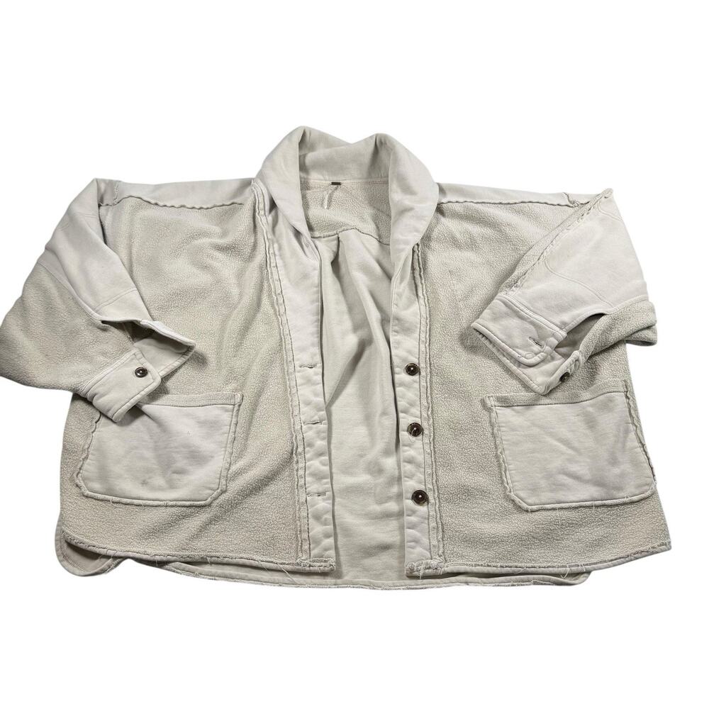 Free People Jordan Shirt Jacket Oversized Cream Slouchy Button Large Shacket